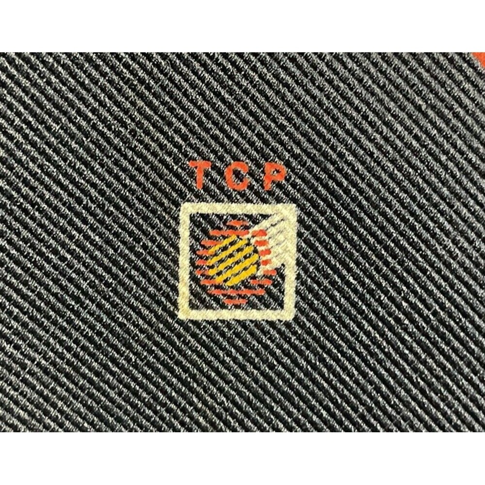Men’s Navy Striped Tie With TCP Logo